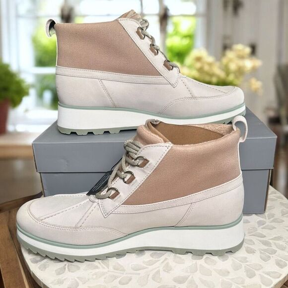 Vionic $170 Nolan Orthotic Waterproof Leather Canvas Arch Support Hiking Boots W - Picture 8 of 11